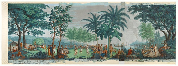 Title: b'Les Sauvages de la mer Pacifique.' | Date: 1805 | Technique: b'woodblock, printed in colour, from multiple blocks; hand-painted gouache through stencils'