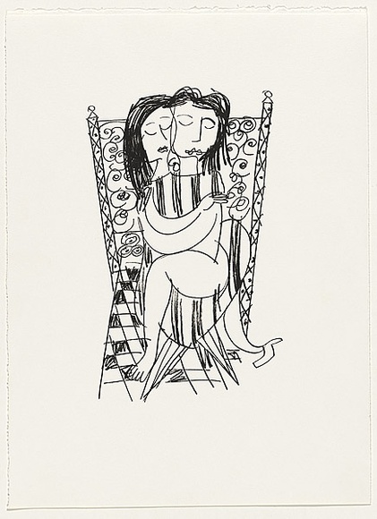 Artist: Blackman, Charles. | Title: not titled [two seated lovers]. | Date: 1984 | Technique: screenprint, printed in black ink, from one stencil
