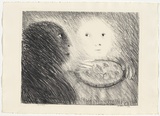 Artist: BOYD, Arthur | Title: St Clare offering marzipan to St Francis. | Date: (1965) | Technique: lithograph, printed in black ink, from one plate | Copyright: Reproduced with permission of Bundanon Trust
