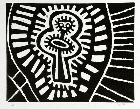 Artist: b'Pike, Jimmy.' | Title: b'Japingka - Dreamtime Story 2' | Date: 1985 | Technique: b'screenprint, printed in black ink, from one stencil'