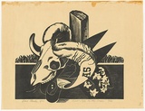 Artist: b'Thake, Eric.' | Title: b'Still-life on the lease' | Date: 1932 | Technique: b'linocut, printed in black ink, from one block'