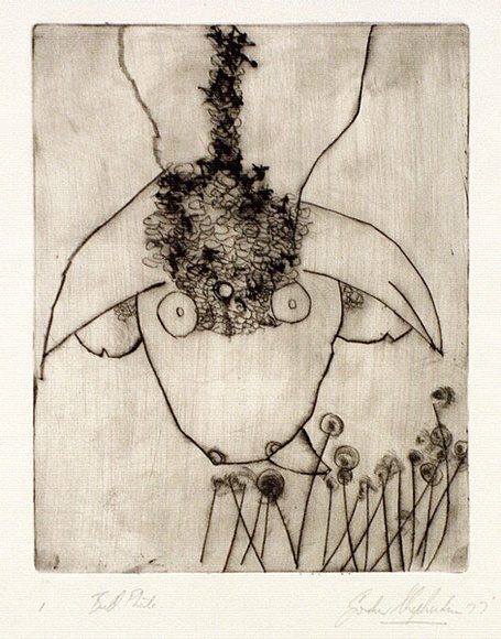 Artist: b'Shepherdson, Gordon.' | Title: b'The second plate (The bull plate). 1' | Date: 1977 | Technique: b'drypoint, printed as monotype, from one plate'