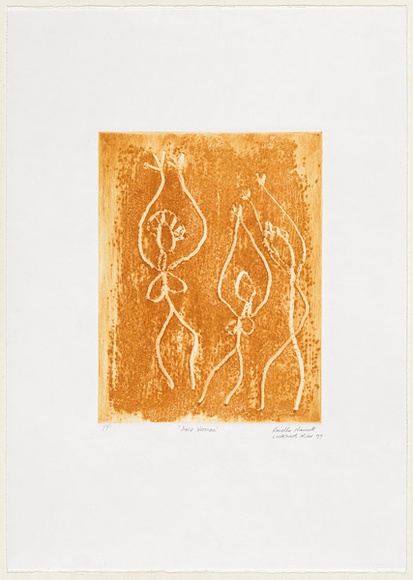 Artist: Namok, Rosella. | Title: Awu women | Date: 1999 | Technique: collagraph, printed in light brown ink, from one block