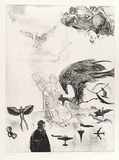 Artist: b'GRIFFITH, Pamela' | Title: b'Ode to flight' | Date: 1980 | Technique: b'etching, soft ground, hard ground, rocker, aquatint, second hard ground and sandpaper lift, spray & spatter resist printed, from one zinc plate' | Copyright: b'\xc2\xa9 Pamela Griffith'