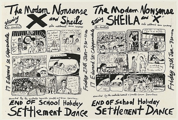 Artist: b'WORSTEAD, Paul' | Title: b'The Modern Nonsense and Sheila' | Date: 1978 | Technique: b'screenprint, printed in black ink, from one stencil' | Copyright: b'This work appears on screen courtesy of the artist'