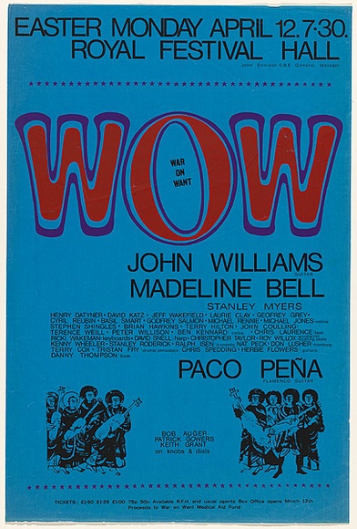 Title: b'WOW: War on want.' | Date: c.1967 | Technique: b'screenprint, printed in colour, from three stencils'