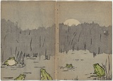 Artist: b'Rede, Geraldine.' | Title: b'not titled [frogs in pond] [part image]' | Date: 1905 | Technique: b'woodcut, printed in black ink in the Japanese manner, from two blocks; hand-coloured' | Copyright: b'\xc2\xa9 Violet Teague Archive, courtesy Felicity Druce'