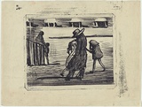 Artist: b'Blackman, Charles.' | Title: b'[Crying children and man].' | Date: 1953 | Technique: b'lithograph, printed in black ink, from one plate'