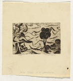 Artist: b'Watson, Percy.' | Title: b'(Dark tree in a landscape)' | Date: 1953 | Technique: b'etching, printed in black ink, from one plate'