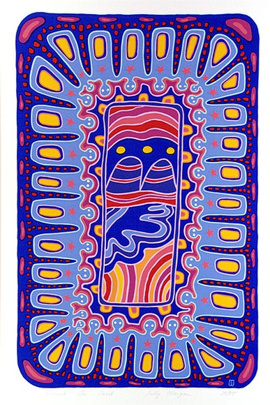 Artist: b'Morgan, Sally.' | Title: b'Honour the land' | Date: 1988 | Technique: b'screenprint, printed in colour, from multiple stencils'