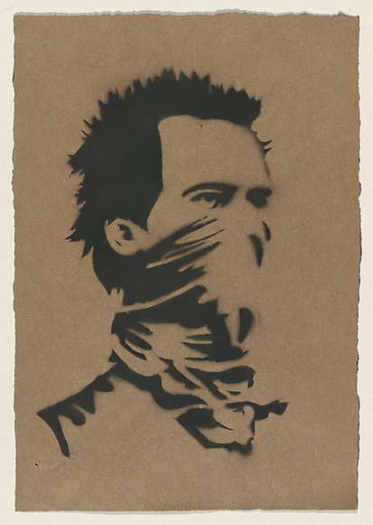 Artist: b'SIXTEN,' | Title: b'Riot.' | Date: 2003 | Technique: b'stencil, printed in black ink, from one stencil'