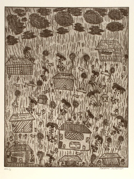 Artist: b'MUNGATOPI, Maryanne' | Title: b'not titled [Jilamara]' | Date: 1999, July | Technique: b'etching, printed in black ink, from one plate'