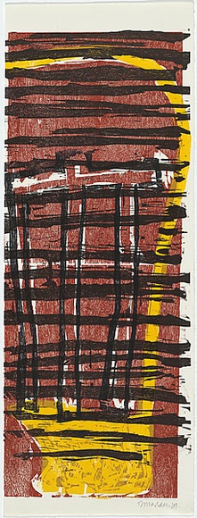 Artist: b'Marsden, David' | Title: b'not titled [right panel]' | Date: 1989 | Technique: b'woodcut, printed in colour, from multiple blocks'