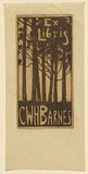 Artist: b'TRAILL, Jessie' | Title: b'Bookplate: Ex Libris C.W.H. Barnes' | Date: c.1934 | Technique: b'etching, printed in brown ink with plate-tone, from one plate'