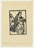 Artist: Groblicka, Lidia. | Title: Two models | Date: 1953-54 | Technique: woodcut, printed in black ink, from one block