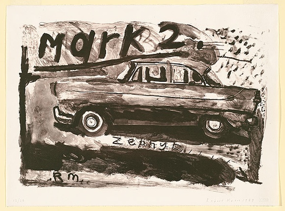 Artist: b'Moore, Robert.' | Title: b'Mark 2 Zephyr' | Date: 1989 | Technique: b'lithograph, printed in brown ink, from one stone'