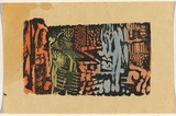 Artist: Hirschfeld Mack, Ludwig. | Title: not titled [Abstract textural composition using varied engraving tools]. | Date: (1941?) | Technique: woodcut, printed in black ink, from one block; hand-coloured