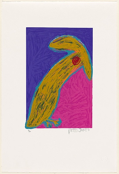 Artist: b'Napangardi Jones, Peggy.' | Title: b'Yellow bird.' | Date: 2007 | Technique: b'etching, printed in colour, from multiple plates'