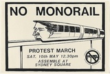 Artist: b'STUDENTS' | Title: b'No monorail - protest march' | Date: 1985 | Technique: b'screenprint, printed in black ink, from one stencil'