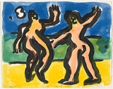 Artist: b'Furlonger, Joe.' | Title: b'2 bathers and little white cloud' | Date: 1989 | Technique: b'lithograph, printed in colour, from five stones'