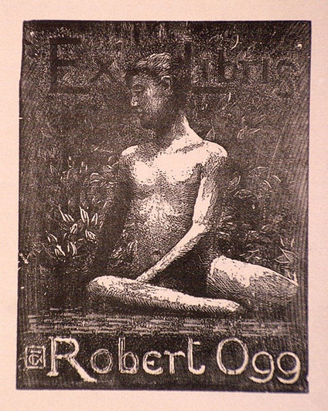 Artist: Reynolds, Frederick George. | Title: Bookplate: Robert Ogg | Technique: woodblock, printed in black ink, from one block