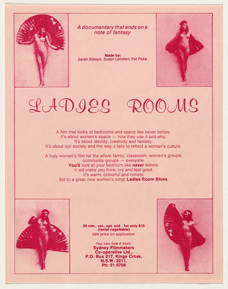 Artist: b'UNKNOWN' | Title: bLadies Rooms - documentary Filmakers' Cooperative. | Date: 1977-79 | Technique: b'screenprint'