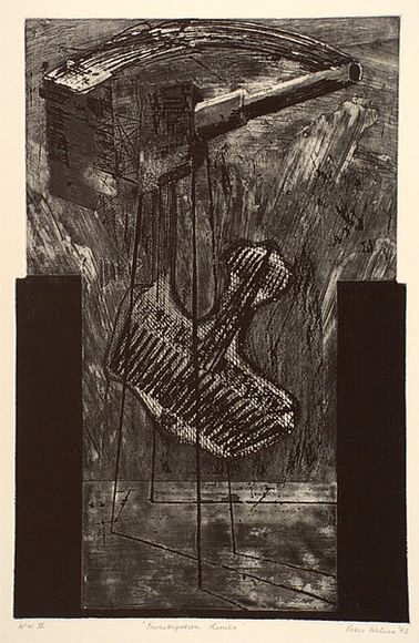 Artist: b'Wilson, Peter.' | Title: b'Investigation limbo' | Date: 1992, July | Technique: b'etching, printed in black in, from one plate'