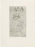 Artist: b'WALKER, Murray' | Title: b'Mary Anne, cosmetiques and pins.' | Date: 1972 | Technique: b'etching, printed in black ink, from one plate'