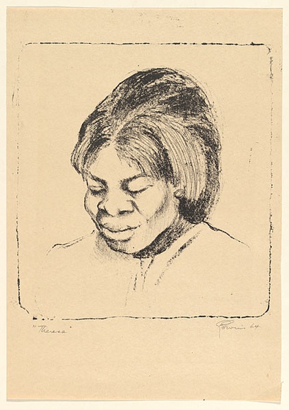 Artist: b'EWINS, Rod' | Title: b'Theresa.' | Date: 1964 | Technique: b'transfer-lithograph, printed in black ink, from one stone'