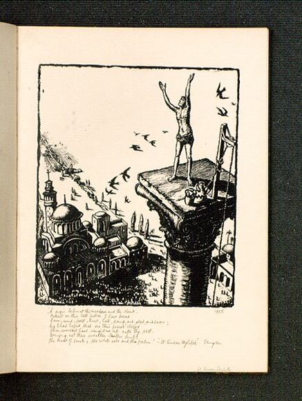 Artist: b'McGrath, Raymond.' | Title: b'St. Simeon Stylites.' | Date: 1925 | Technique: b'wood-engraving, printed in relief from one block'