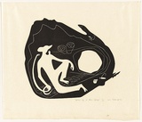 Artist: b'Thake, Eric.' | Title: b'Hollow log at Alice Springs' | Date: 1948 | Technique: b'linocut, printed in black ink, from one block'