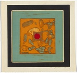 Artist: b'SELLBACH, Udo' | Title: b'(Red circle)' | Date: (1967) | Technique: b'etching, aquatint printed in colour from two?  plates'