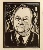 Artist: b'Taylor, John H.' | Title: b'Harry Rosengrave [2].' | Date: 1973 | Technique: b'linocut, printed in black and grey ink, from two blocks'