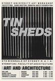 Artist: Munz, Martin. | Title: Tin Sheds Exhibition Poster - Art and Architecture. | Date: 1986 | Technique: screenprint, printed in colour, from two stencils in black and silver ink