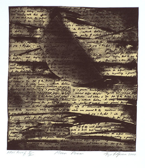 Artist: b'Green, Kaye.' | Title: b'Moon poem' | Date: 2000, April | Technique: b'lithograph, printed in black ink, from one stone'