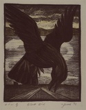 Artist: b'Watt, Yvette.' | Title: b'Black bird' | Date: 1992, February | Technique: b'lithograph, printed in colour, from multiple stones'