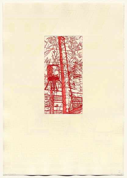Artist: b'Dunn, Richard.' | Title: b'100 Blossoms: Five prisons II.' | Date: 1988 | Technique: b'etching and lift-ground aquatint and screenprint'