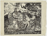 Artist: b'Crooke, Ray.' | Title: b'not titled [Virgin and Child and angels].' | Date: 1950 | Technique: b'woodcut, printed in black ink, from one block'