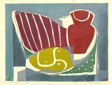 Artist: b'Brash, Barbara.' | Title: b'Still life.' | Date: 1953 | Technique: b'linocut, printed in colour, from five blocks'