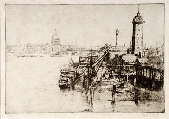 Artist: b'LONG, Sydney' | Title: b'The Thames from Waterloo Bridge' | Date: (1919) | Technique: b'line-etching, printed in warm black ink, from one copper plate' | Copyright: b'Reproduced with the kind permission of the Ophthalmic Research Institute of Australia'