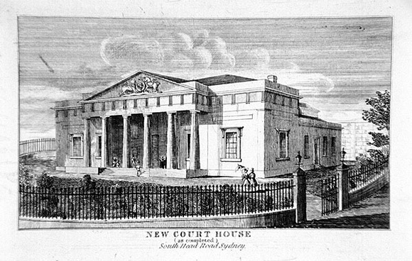 Artist: b'Carmichael, John.' | Title: b'Printing plate for: New Court House, South Head Road, Sydney.' | Date: 1838 | Technique: b'engraved copper plate'