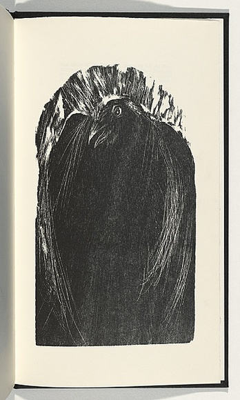 Artist: b'AMOR, Rick' | Title: b'Not titled (large raven).' | Date: 1990 | Technique: b'woodcut, printed in black ink, from one block'