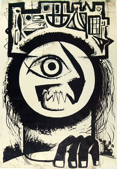 Artist: b'French, Len.' | Title: b'(Hector).' | Date: (1955) | Technique: b'lithograph, printed in black ink, from one plate' | Copyright: b'\xc2\xa9 Leonard French. Licensed by VISCOPY, Australia'