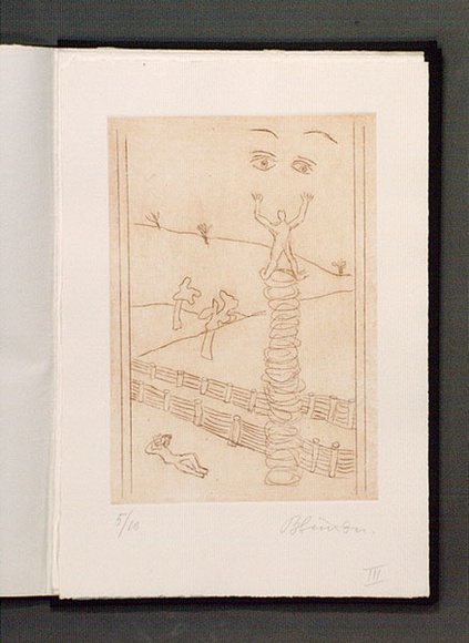 Artist: b'Simon, Bruno.' | Title: b'Tatura dreams III.' | Date: 1941-87 | Technique: b'photo-etching, printed in brown ink with plate-tone, from one zinc plate'