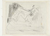 Artist: BOYD, Arthur | Title: Pointing figure with weeping heads. | Date: (1968-69) | Technique: etching, printed in black ink, from one plate | Copyright: Reproduced with permission of Bundanon Trust