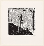 Artist: Gilbert, Kevin. | Title: The nomad | Date: 1967 | Technique: linocut, printed in black ink, from one block