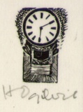 Artist: OGILVIE, Helen | Title: (Clock) | Date: (1953) | Technique: wood-engraving, printed in black ink, from one block