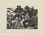 Artist: b'Miller, Peter.' | Title: b'The pikeman.' | Date: 1954 | Technique: b'linocut, printed in black ink, from one block'