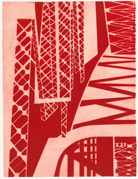 Artist: Forthun, Louise. | Title: The red bridge. | Date: 1999 | Technique: aquatint, printed in red ink, from two copper plates