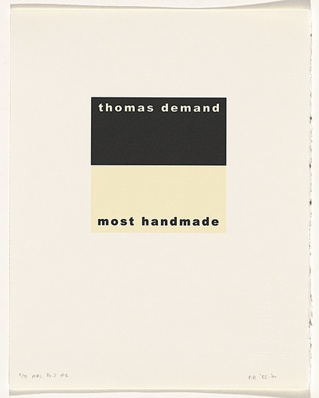 Artist: b'Burgess, Peter.' | Title: b'thomas demand: most handmade.' | Date: 2001 | Technique: b'computer generated inkjet prints, printed in colour, from digital file'